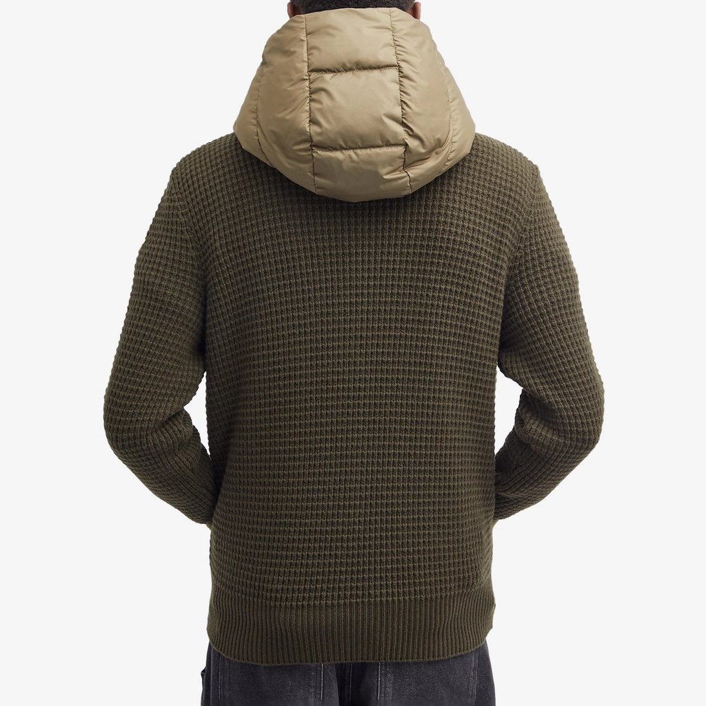 Moncler Men's Down Knit Waffle Jacket Olive