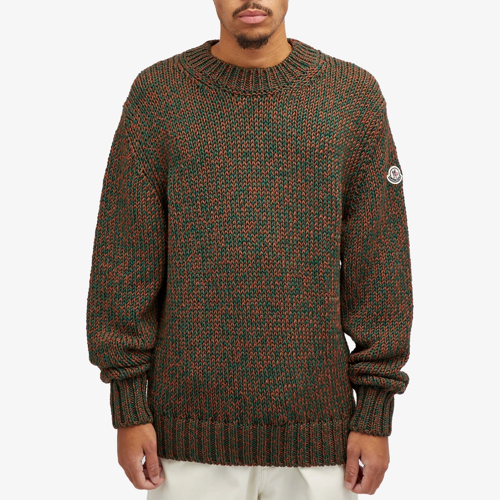 Moncler Men's Fisherman Rib Crew Knit Green