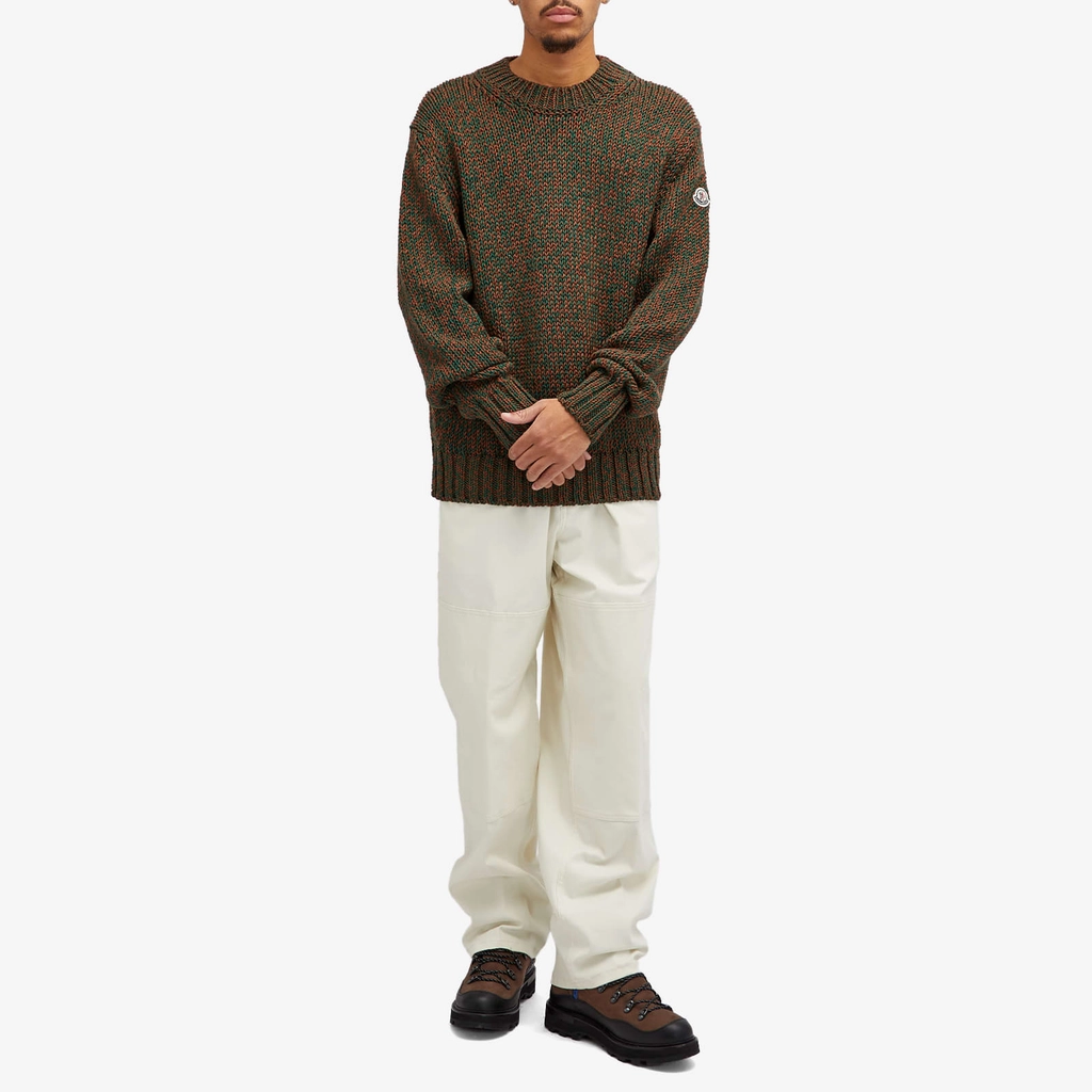 Moncler Men's Fisherman Rib Crew Knit Green