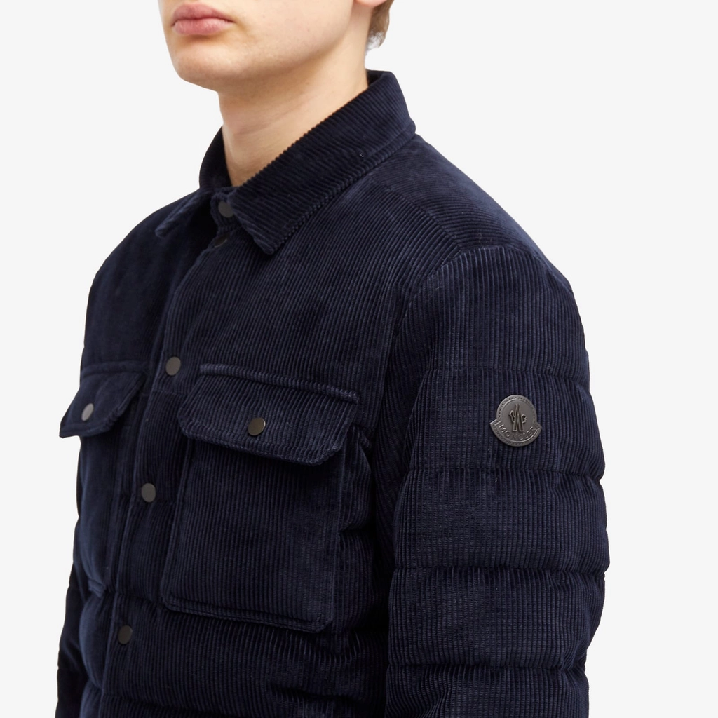 Moncler Men's Gasserhof Corduroy Padded Shirt Navy