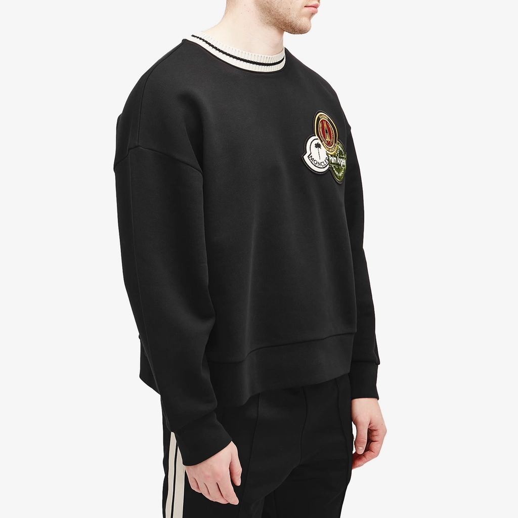 Moncler Men's Genius x Palm Angels Racing Badge Sweatshirt Black
