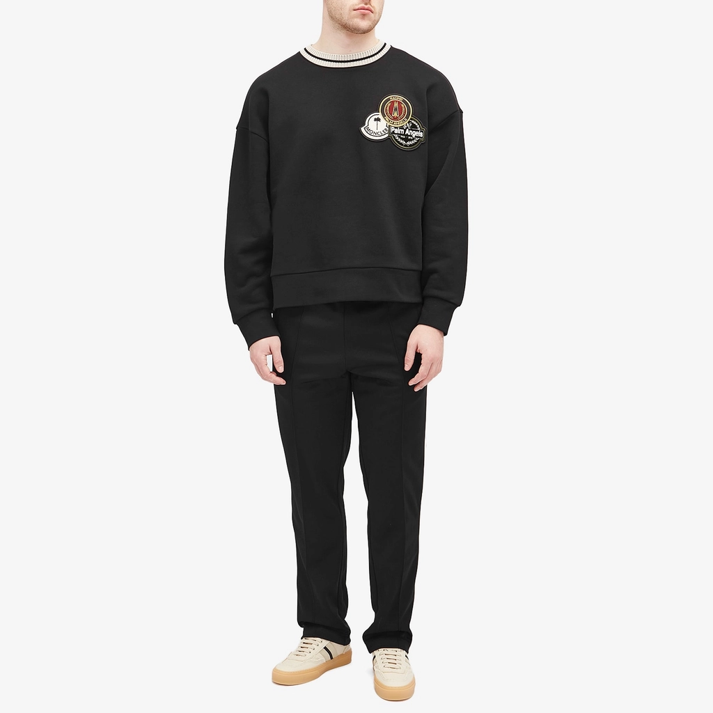 Moncler Men's Genius x Palm Angels Racing Badge Sweatshirt Black