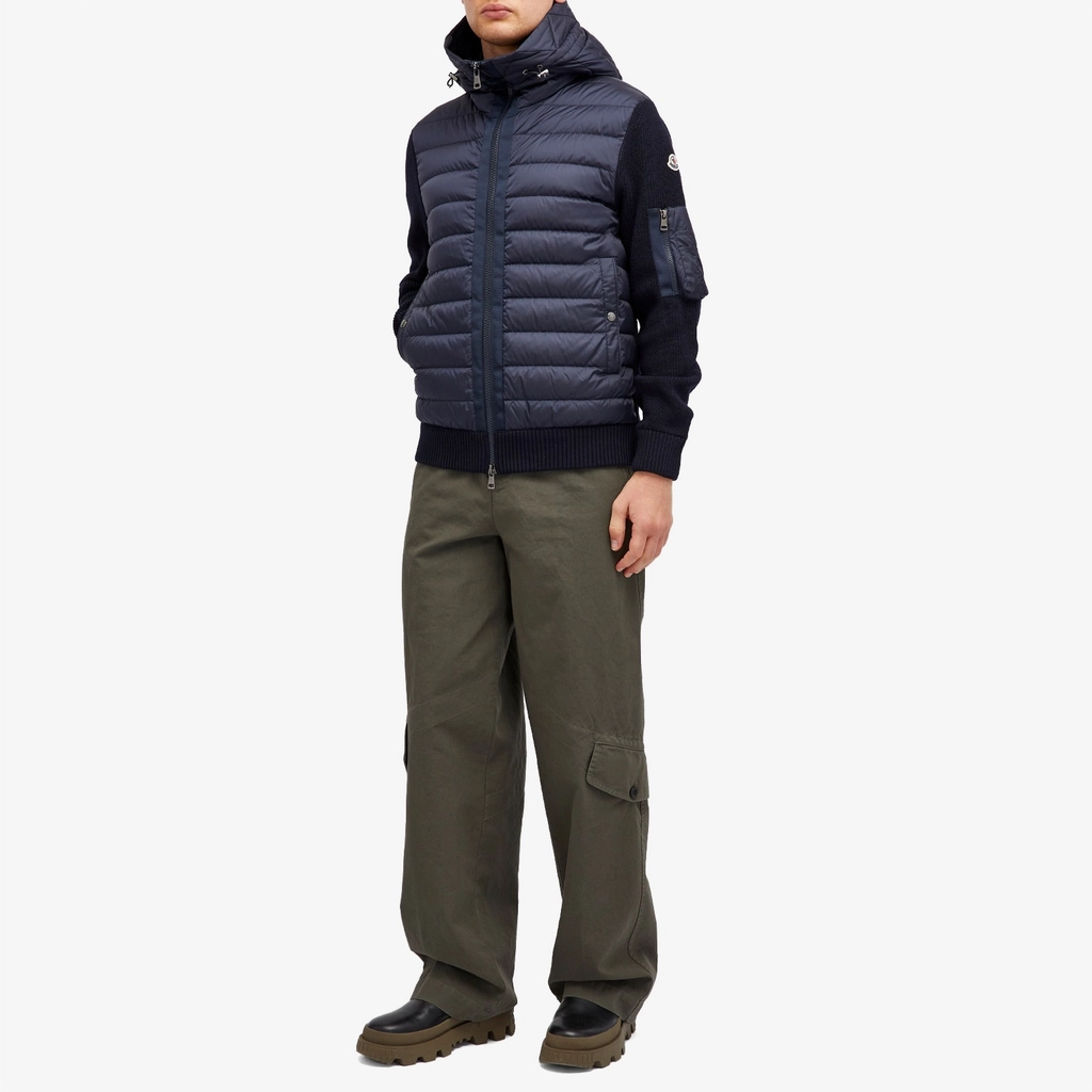 Moncler Men's Hooded Down Knit Jacket Navy