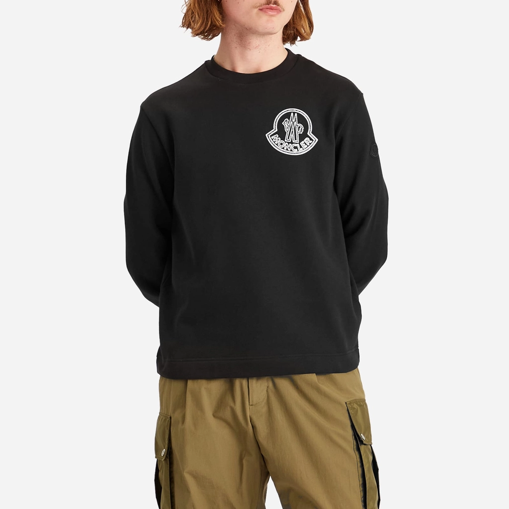 Moncler Men's Large Logo Cotton Sweatshirt Black