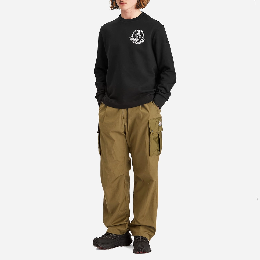Moncler Men's Large Logo Cotton Sweatshirt Black