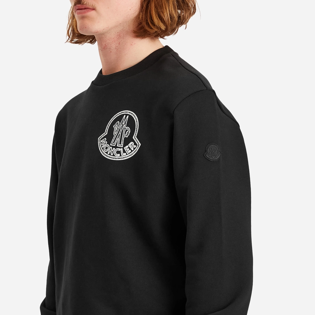 Moncler Men's Large Logo Cotton Sweatshirt Black