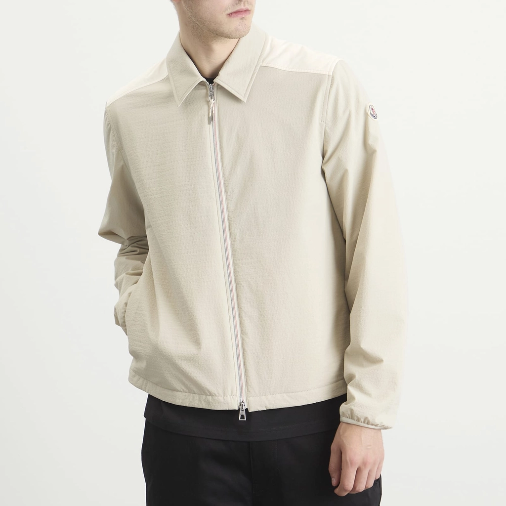 Moncler Men's Nylon Seersucker Shirt White
