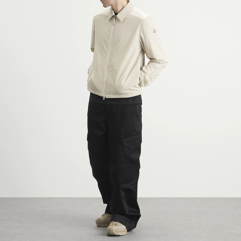 Moncler Men's Nylon Seersucker Shirt White