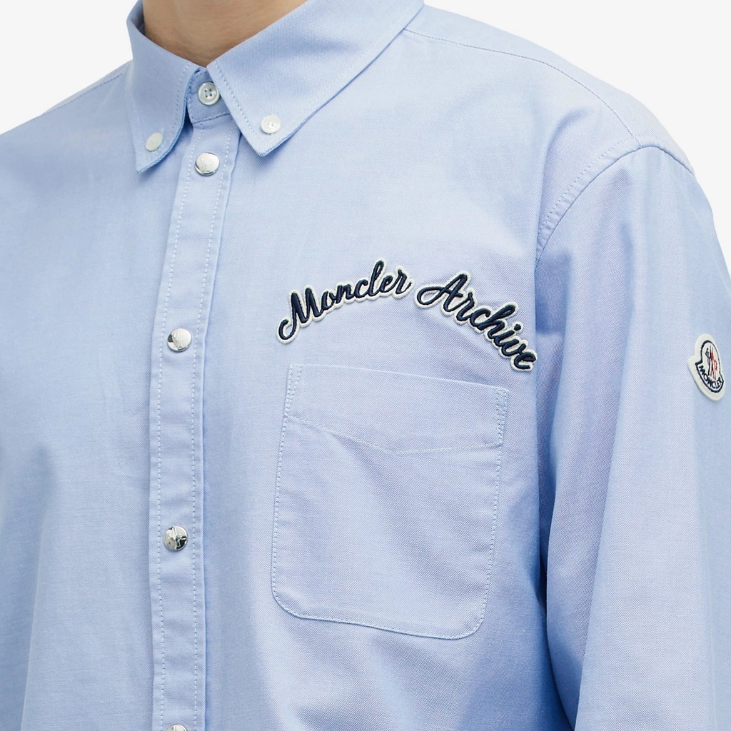 Moncler Men's Oxford De Coton Shirt Blue