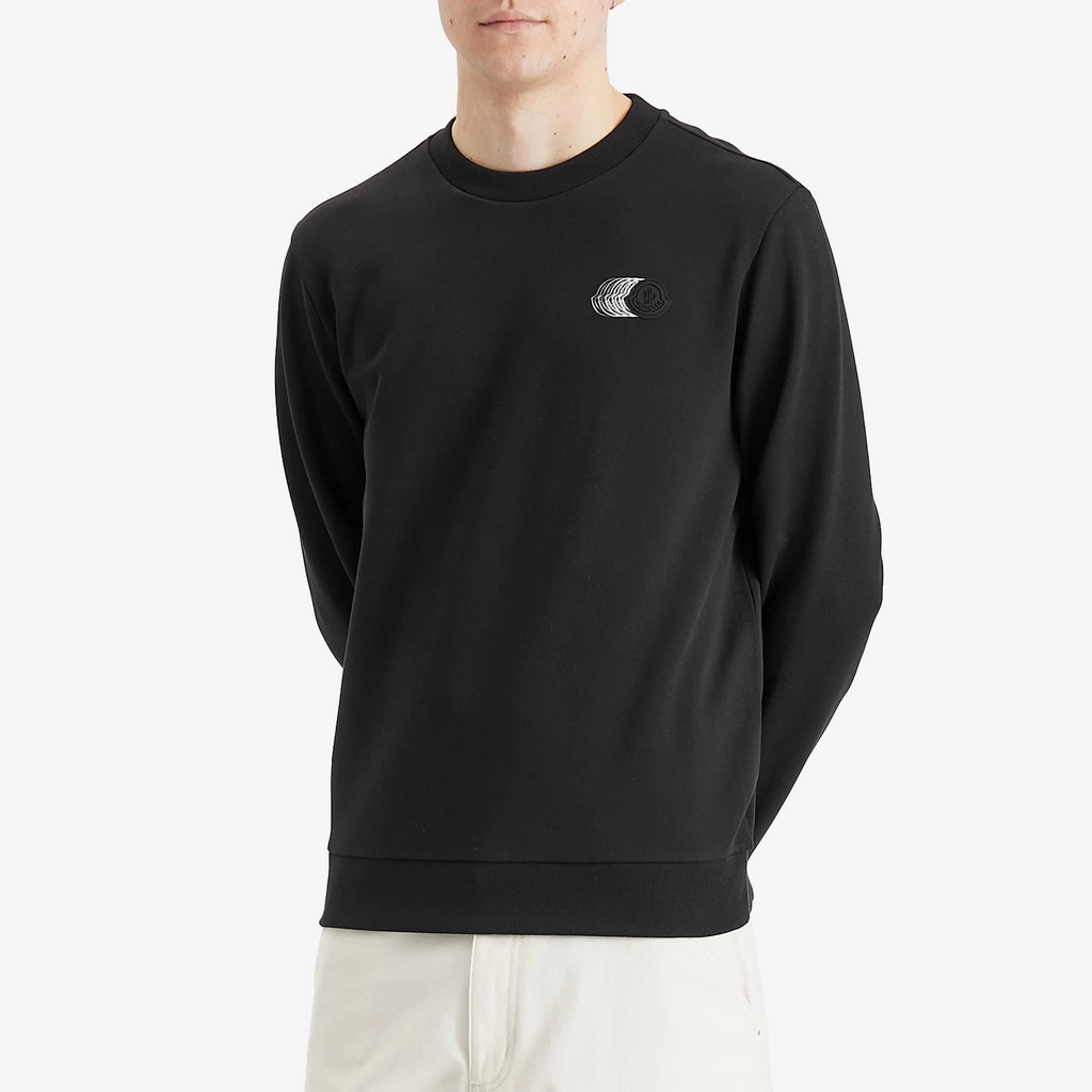 Moncler Men's Swoosh Cotton Fleece Sweatshirt Black