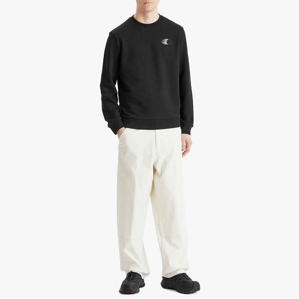 Moncler Men's Swoosh Cotton Fleece Sweatshirt Black