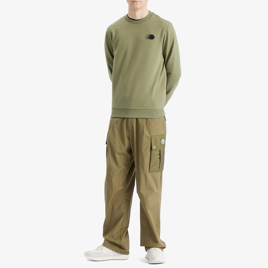 Moncler Men's Swoosh Cotton Fleece Sweatshirt Green