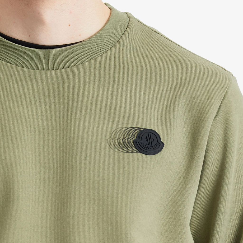 Moncler Men's Swoosh Cotton Fleece Sweatshirt Green