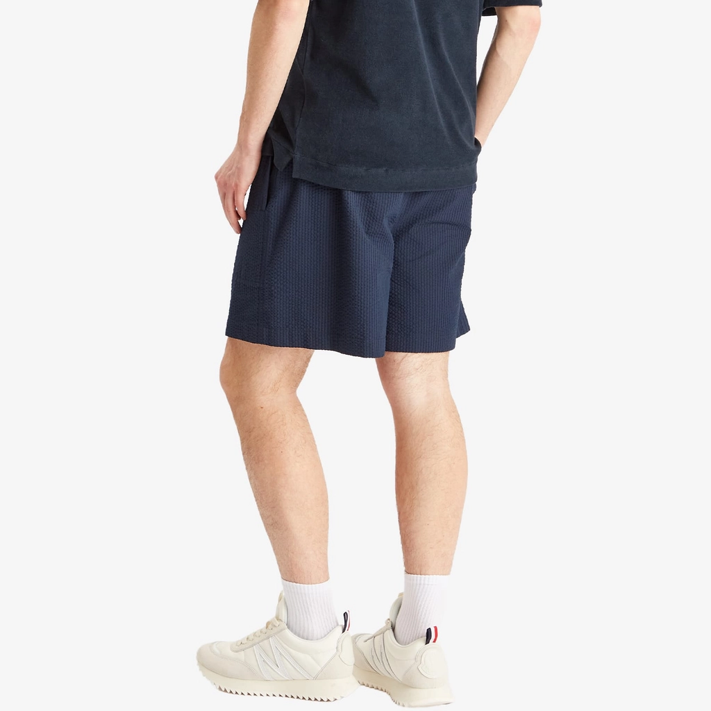 Moncler Men's Technical Seersucker Shorts Navy