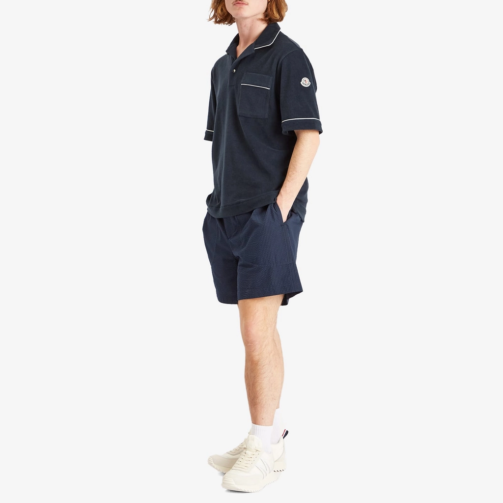 Moncler Men's Technical Seersucker Shorts Navy