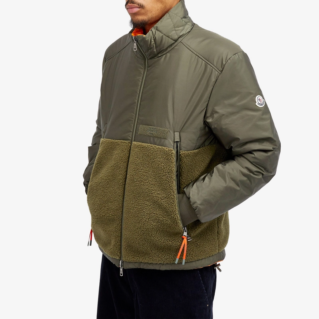Moncler Men's Vallorch Reversible Nylon Jacket Khaki