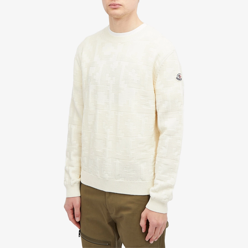 Moncler Men's Wool Coronet Crew Sweater Off White