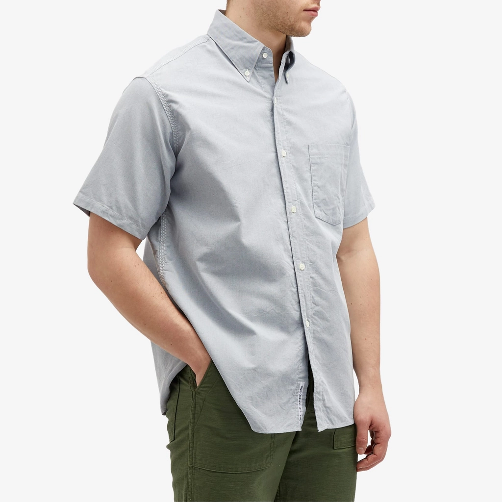 Nanamica Men's Short Sleeve Button Down Wind Shirt Greyish Navy
