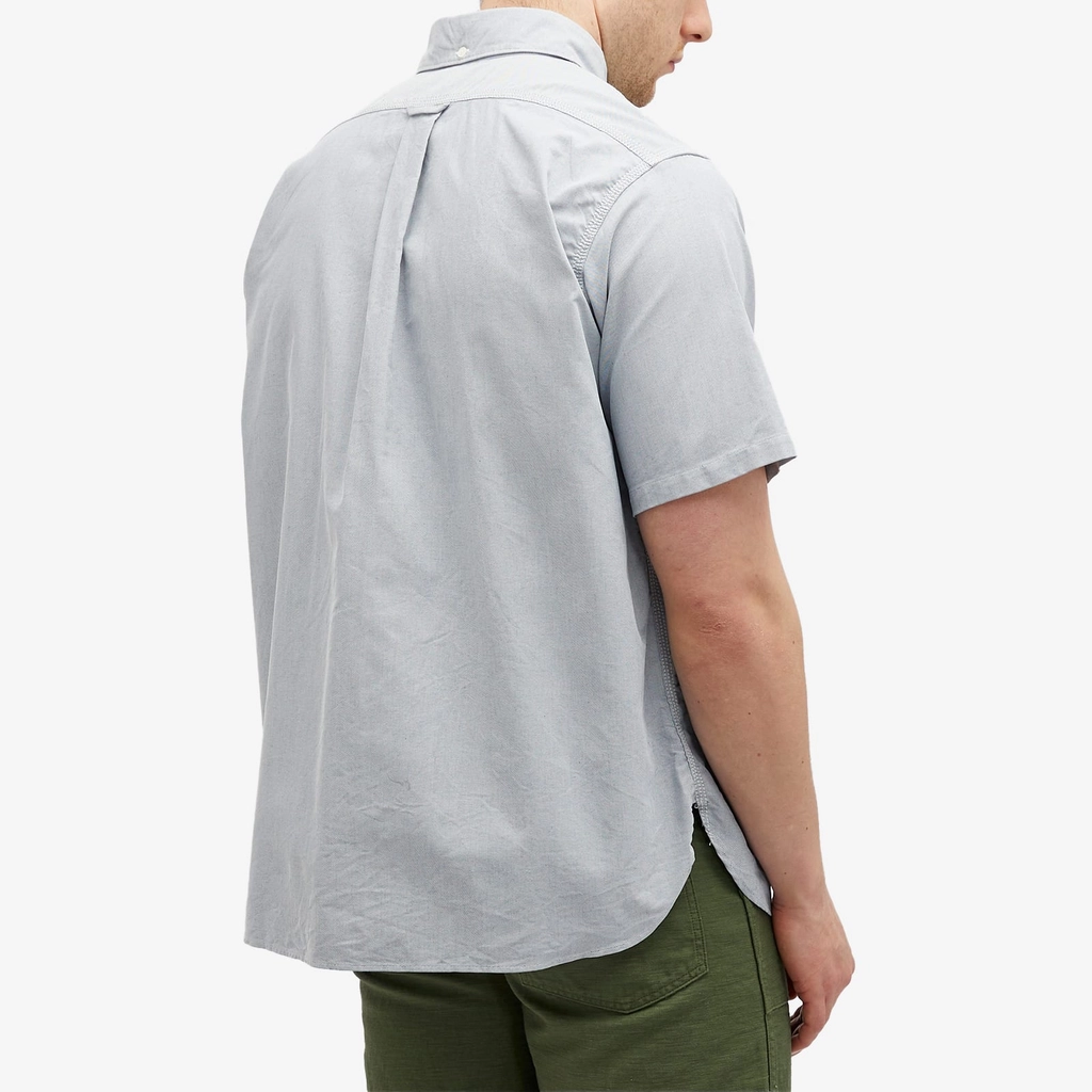 Nanamica Men's Short Sleeve Button Down Wind Shirt Greyish Navy