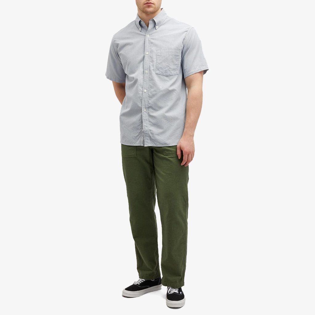 Nanamica Men's Short Sleeve Button Down Wind Shirt Greyish Navy