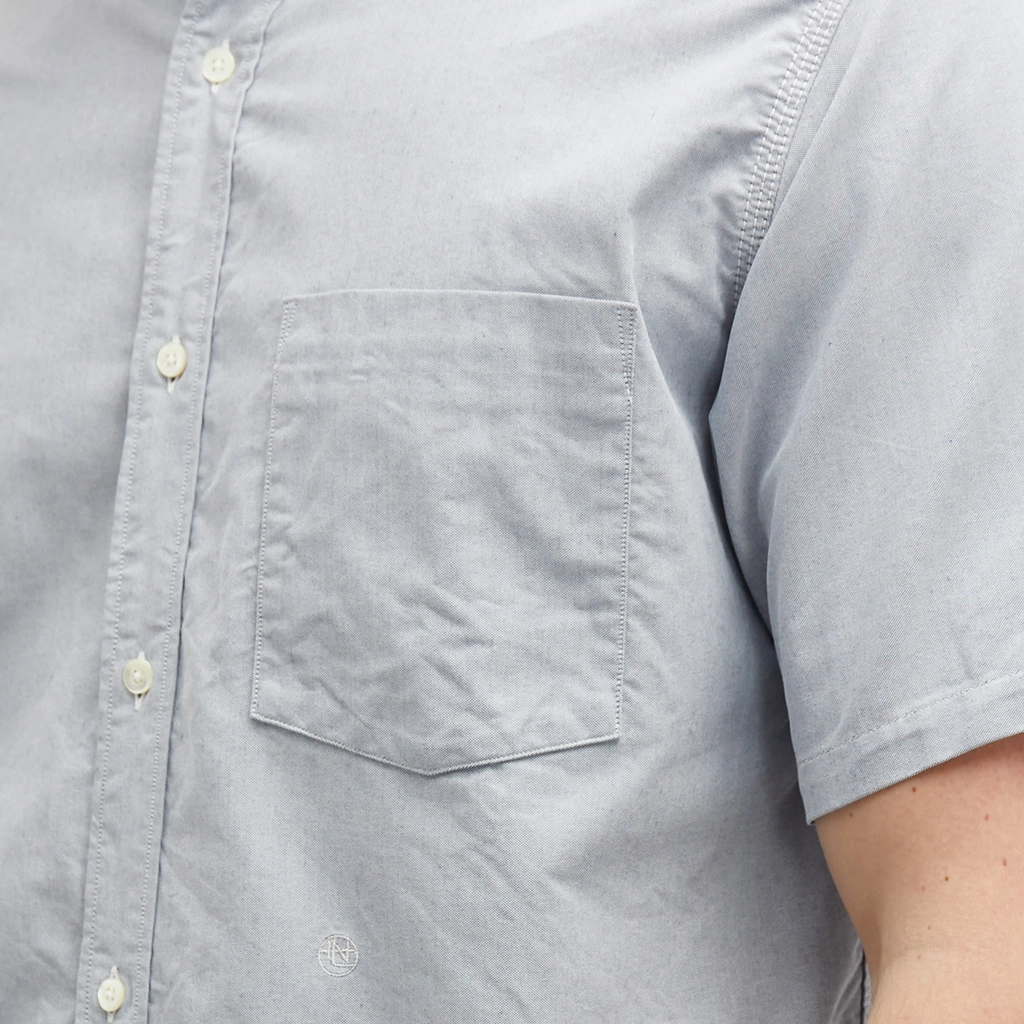 Nanamica Men's Short Sleeve Button Down Wind Shirt Greyish Navy
