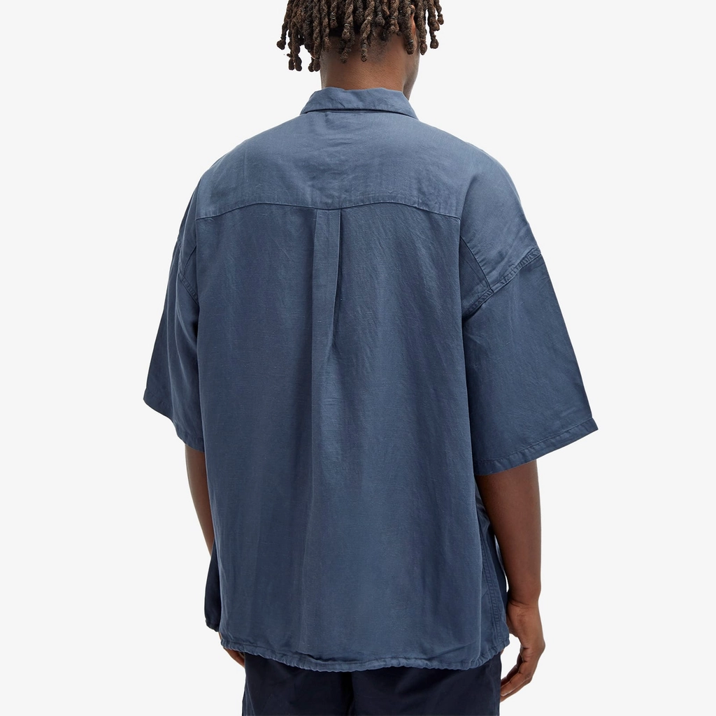 Nanamica Men's Open Collar Cupra Hemp Shirt Navy