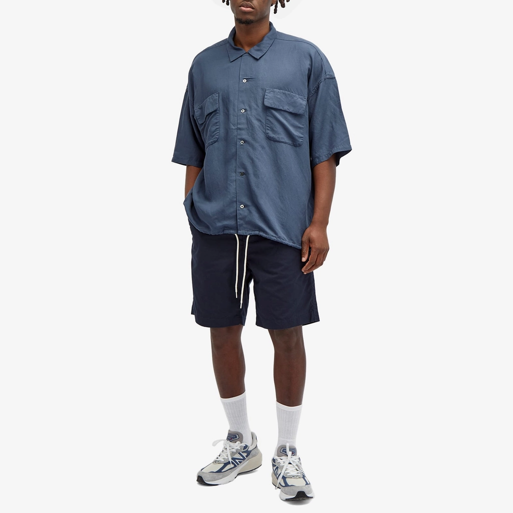 Nanamica Men's Open Collar Cupra Hemp Shirt Navy