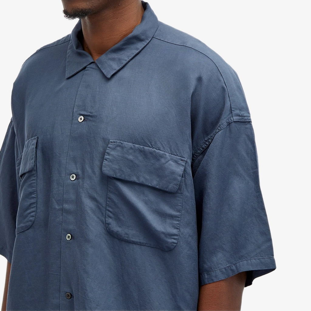 Nanamica Men's Open Collar Cupra Hemp Shirt Navy
