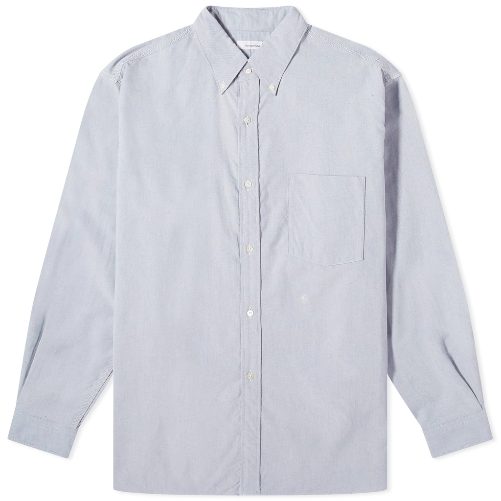 Nanamica Men's Button Down Wind Shirt Greyish Navy