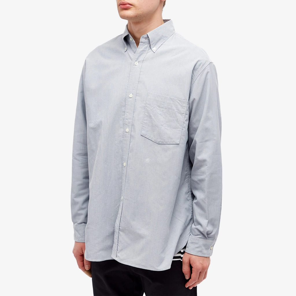 Nanamica Men's Button Down Wind Shirt Greyish Navy