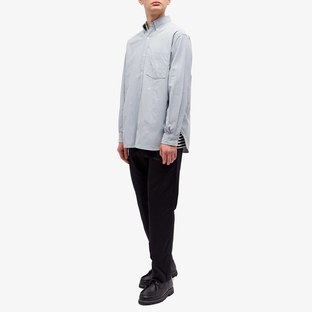 Nanamica Men's Button Down Wind Shirt Greyish Navy