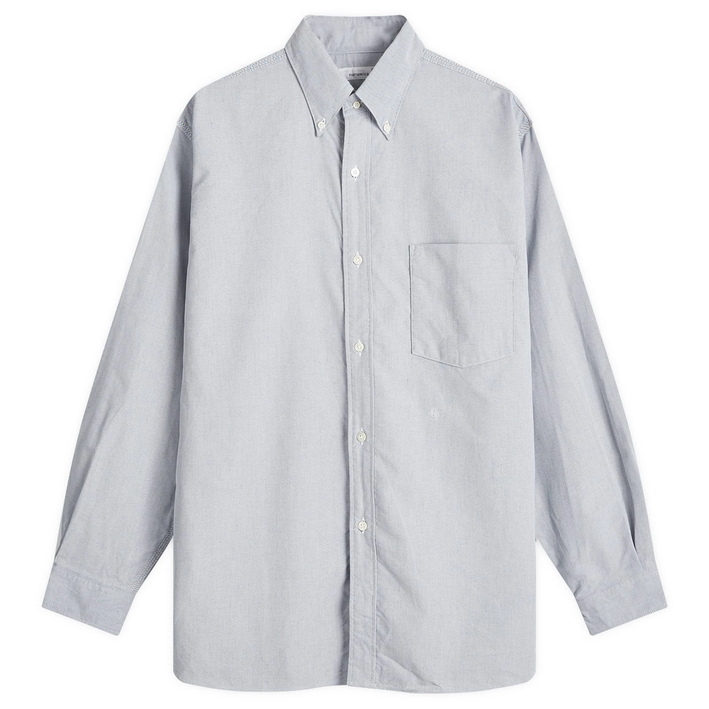 Nanamica Men's Button Down Wind Shirt Greyish Navy