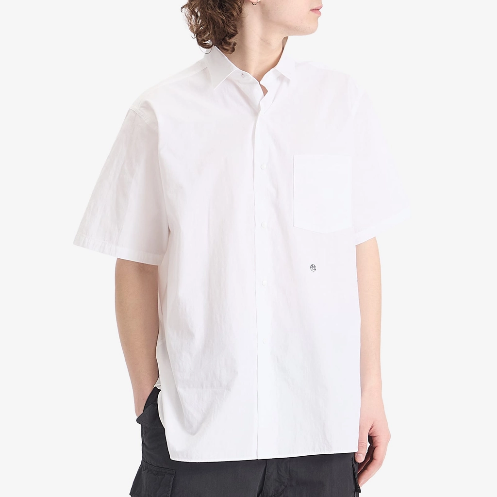 Nanamica Men's Regular Collar Wind Short Sleeve Shirt Off White