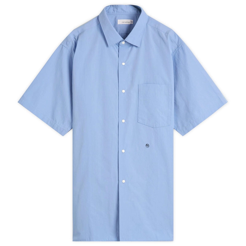 Nanamica Men's Regular Collar Wind Short Sleeve Shirt Sax