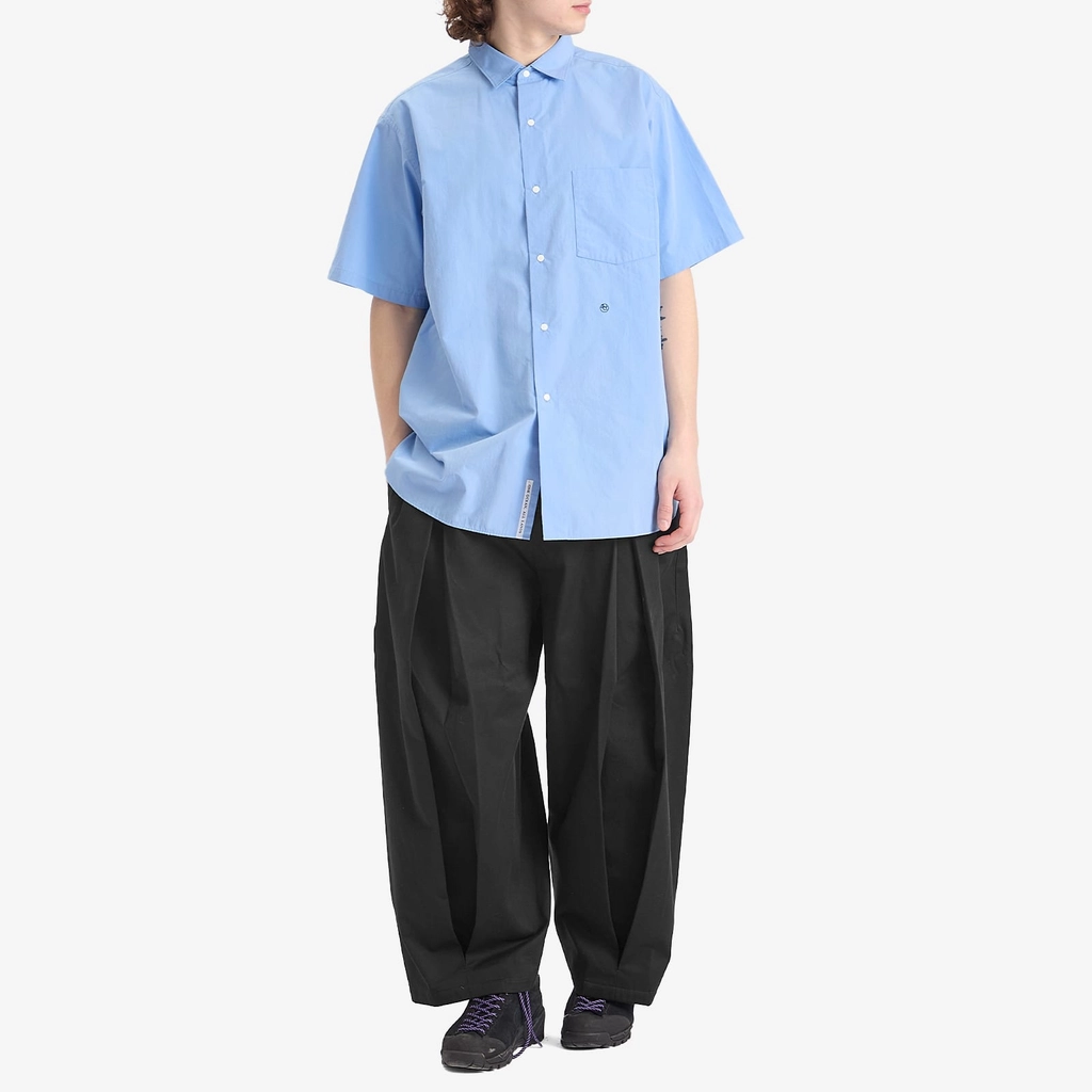 Nanamica Men's Regular Collar Wind Short Sleeve Shirt Sax
