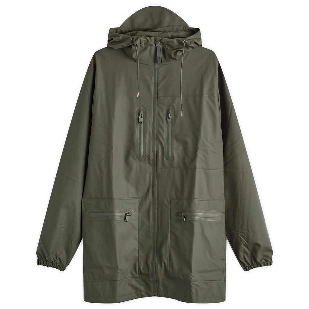 RAINS Men's Cargo Long Jacket Green