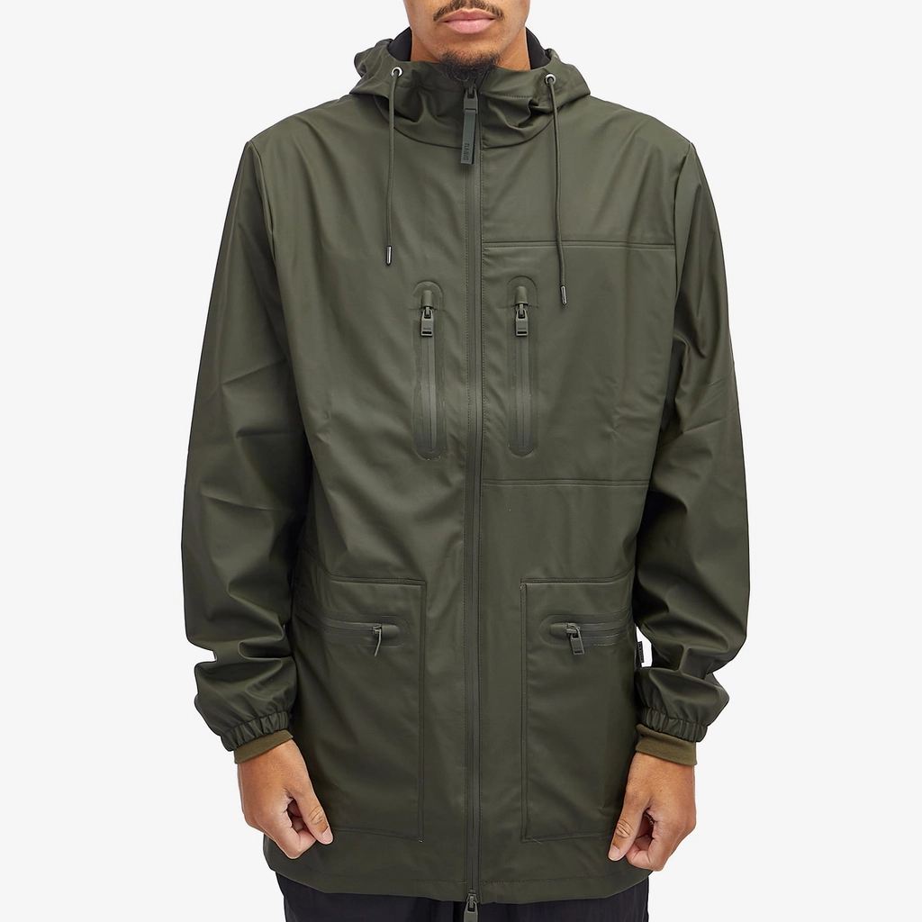 RAINS Men's Cargo Long Jacket Green