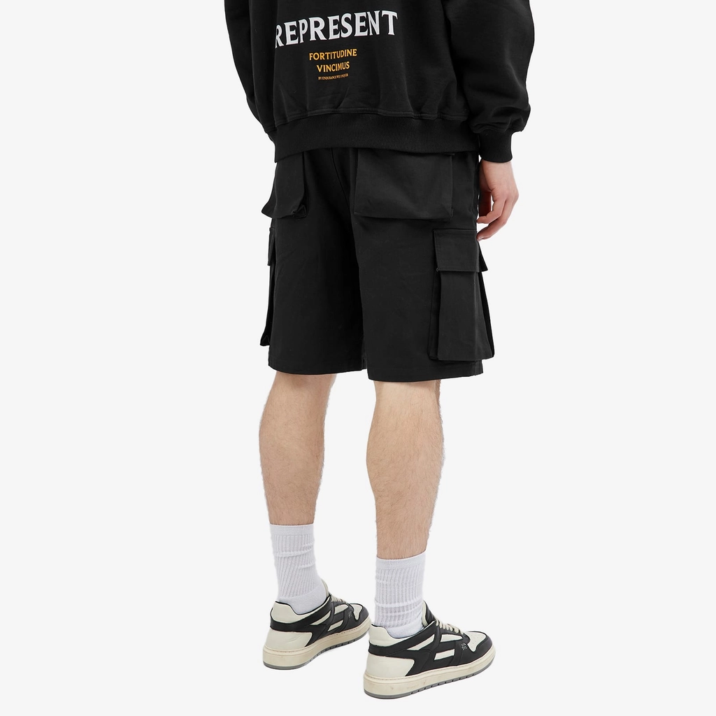 Represent Men's Baggy Cotton Cargo Shorts Black