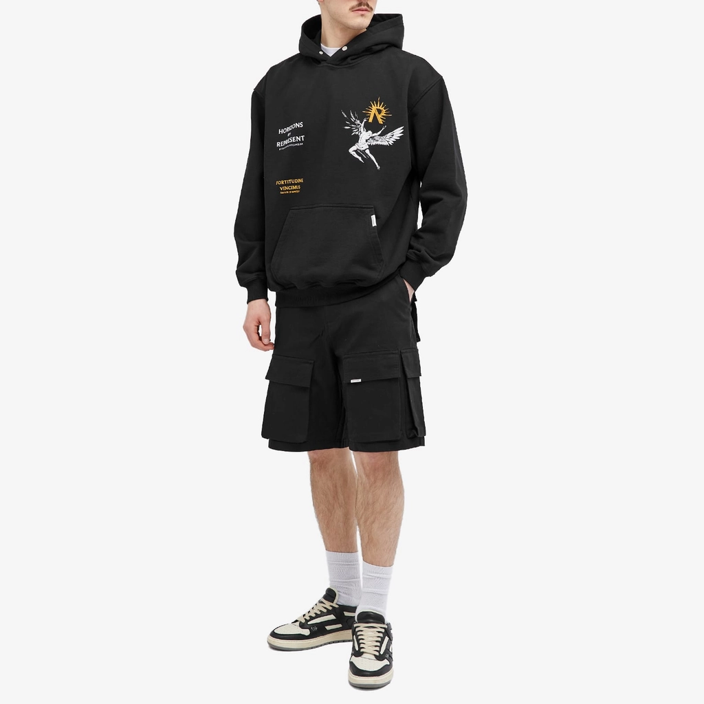 Represent Men's Baggy Cotton Cargo Shorts Black