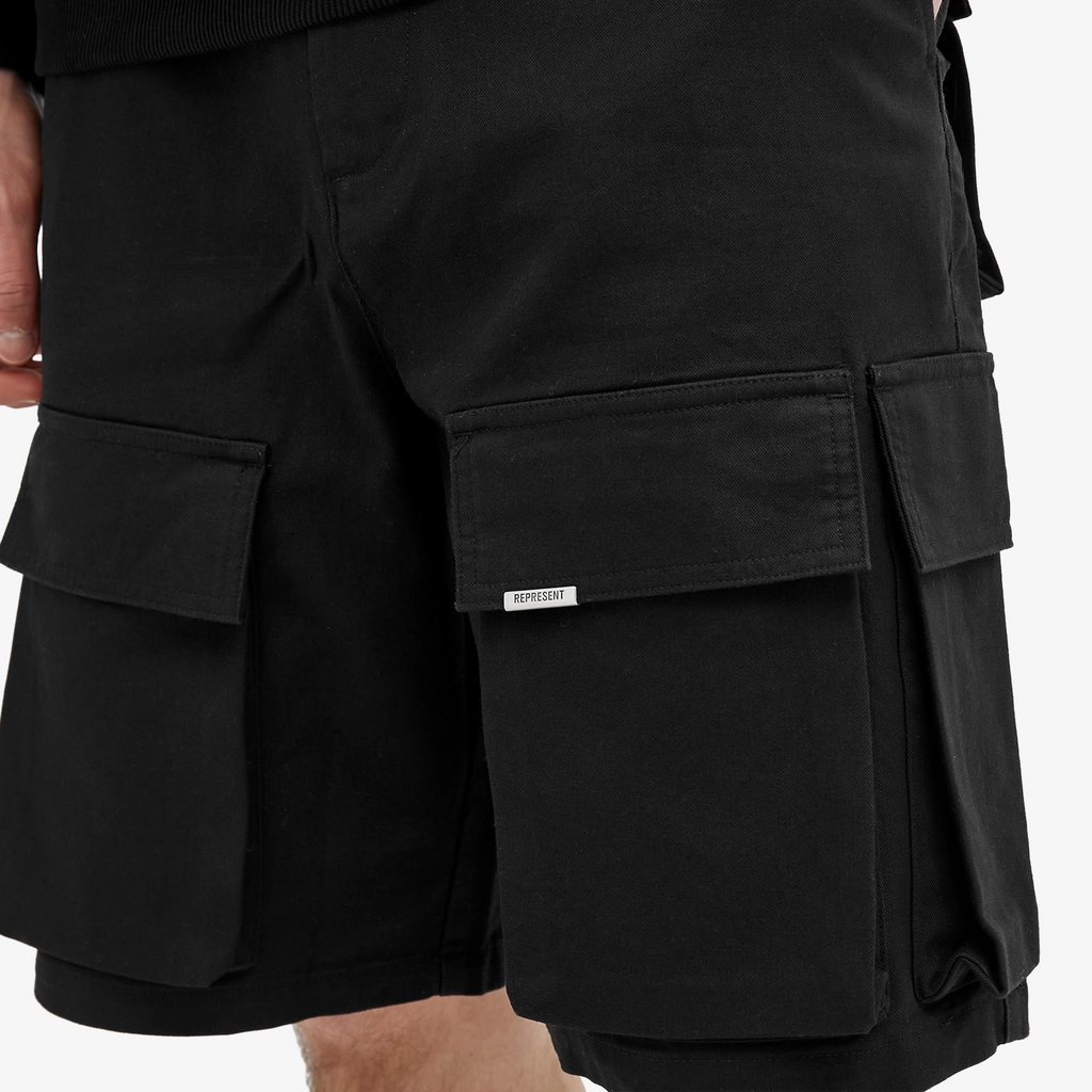 Represent Men's Baggy Cotton Cargo Shorts Black