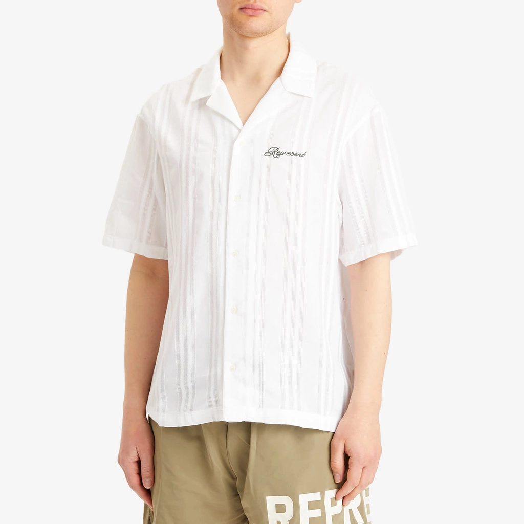 Represent Men's Embroidered Bowling Shirt Antique White