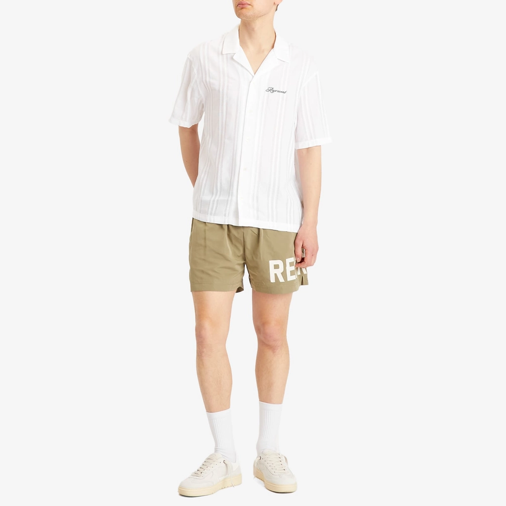 Represent Men's Embroidered Bowling Shirt Antique White