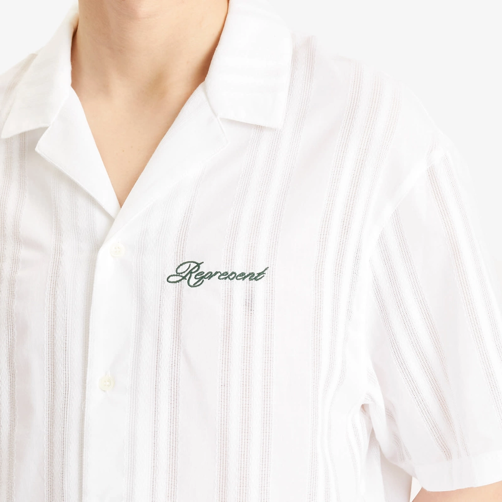 Represent Men's Embroidered Bowling Shirt Antique White