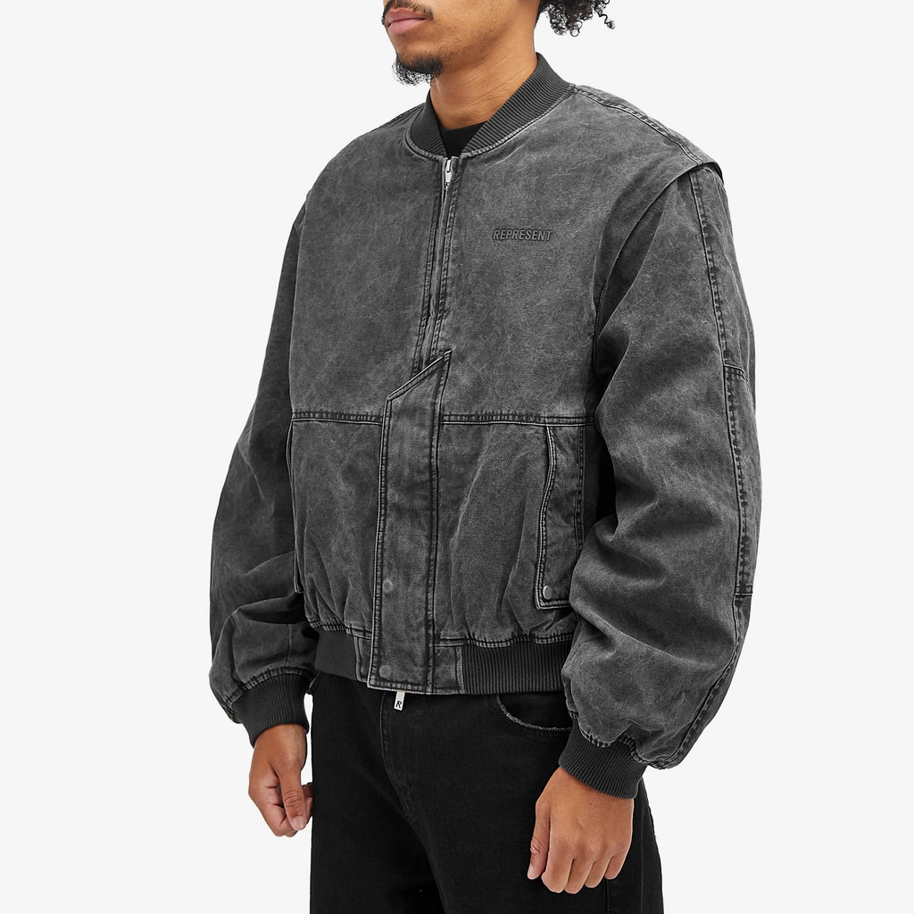 Represent Men's Inset Sleeve Bomber Stained Black
