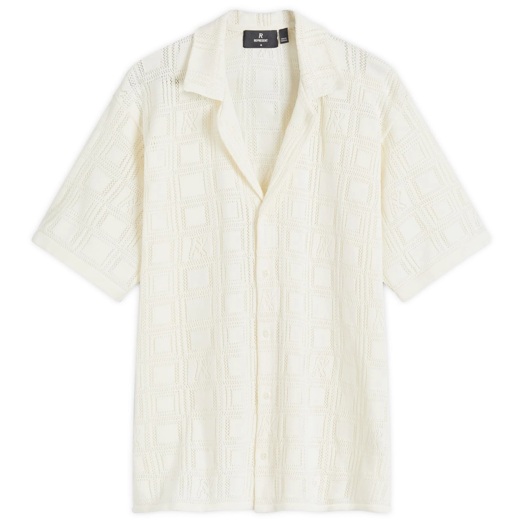Represent Men's Lace Knitted Vacation Shirt Chalk