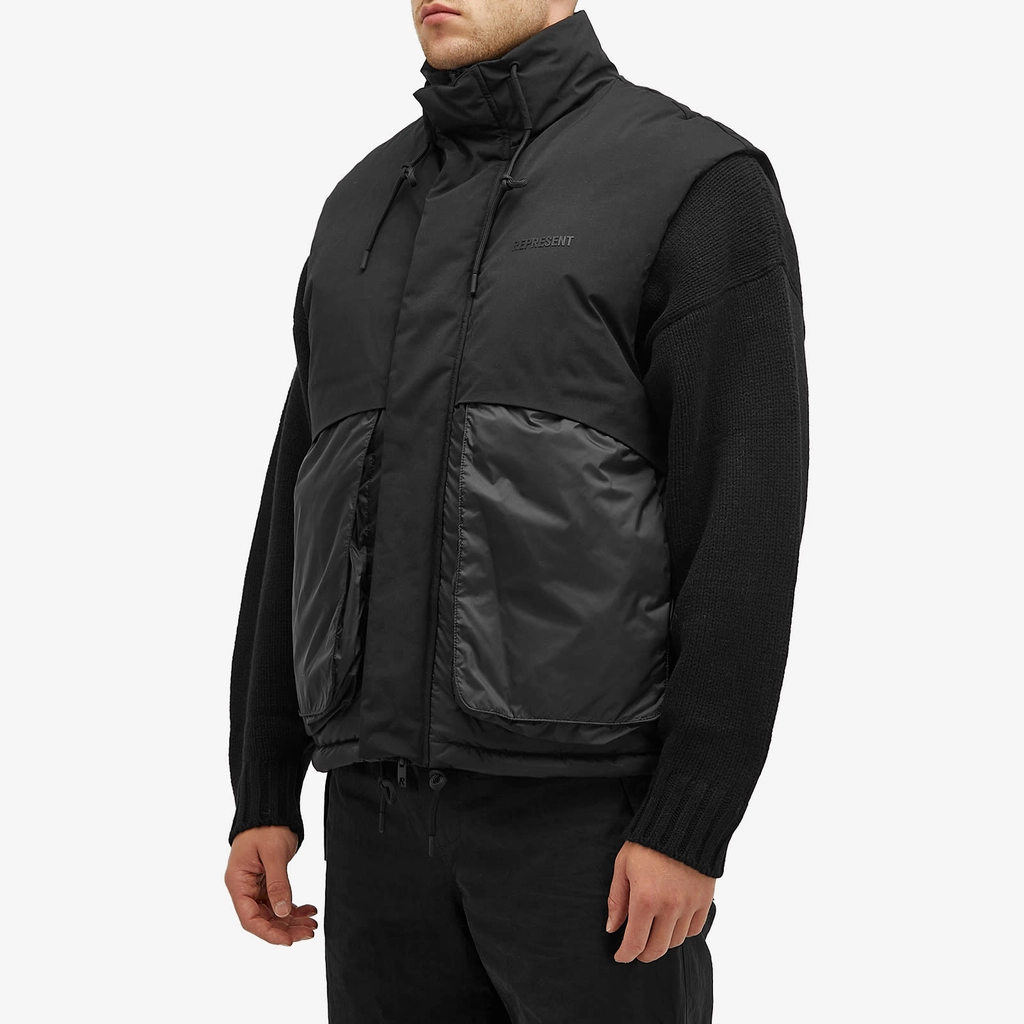 Represent Men's Layered Puffer Gilet Jet Black