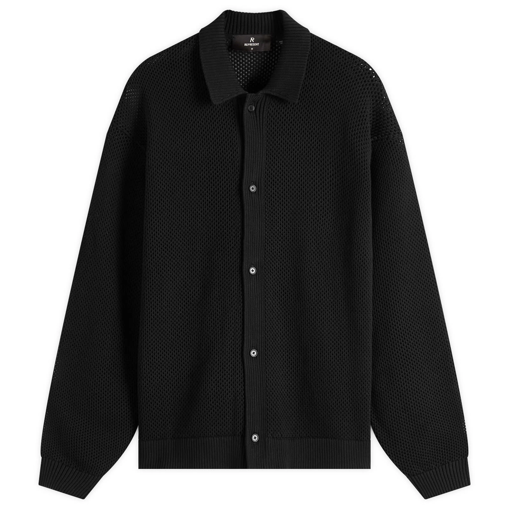 Represent Men's Long Sleeve Mesh Knit Shirt Jet Black