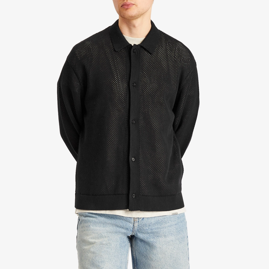 Represent Men's Long Sleeve Mesh Knit Shirt Jet Black