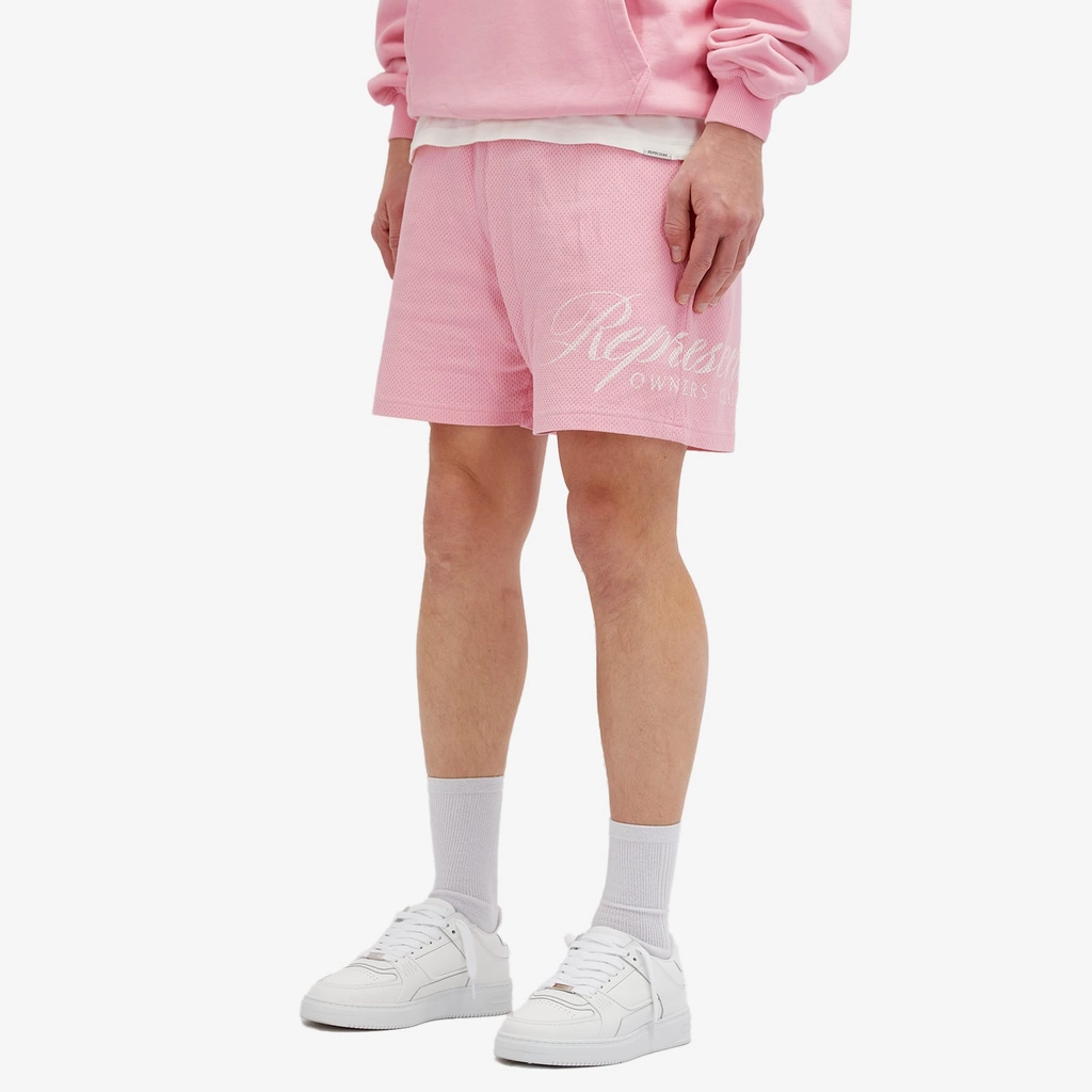 Represent Men's Owners Club Script Mesh Shorts Pink