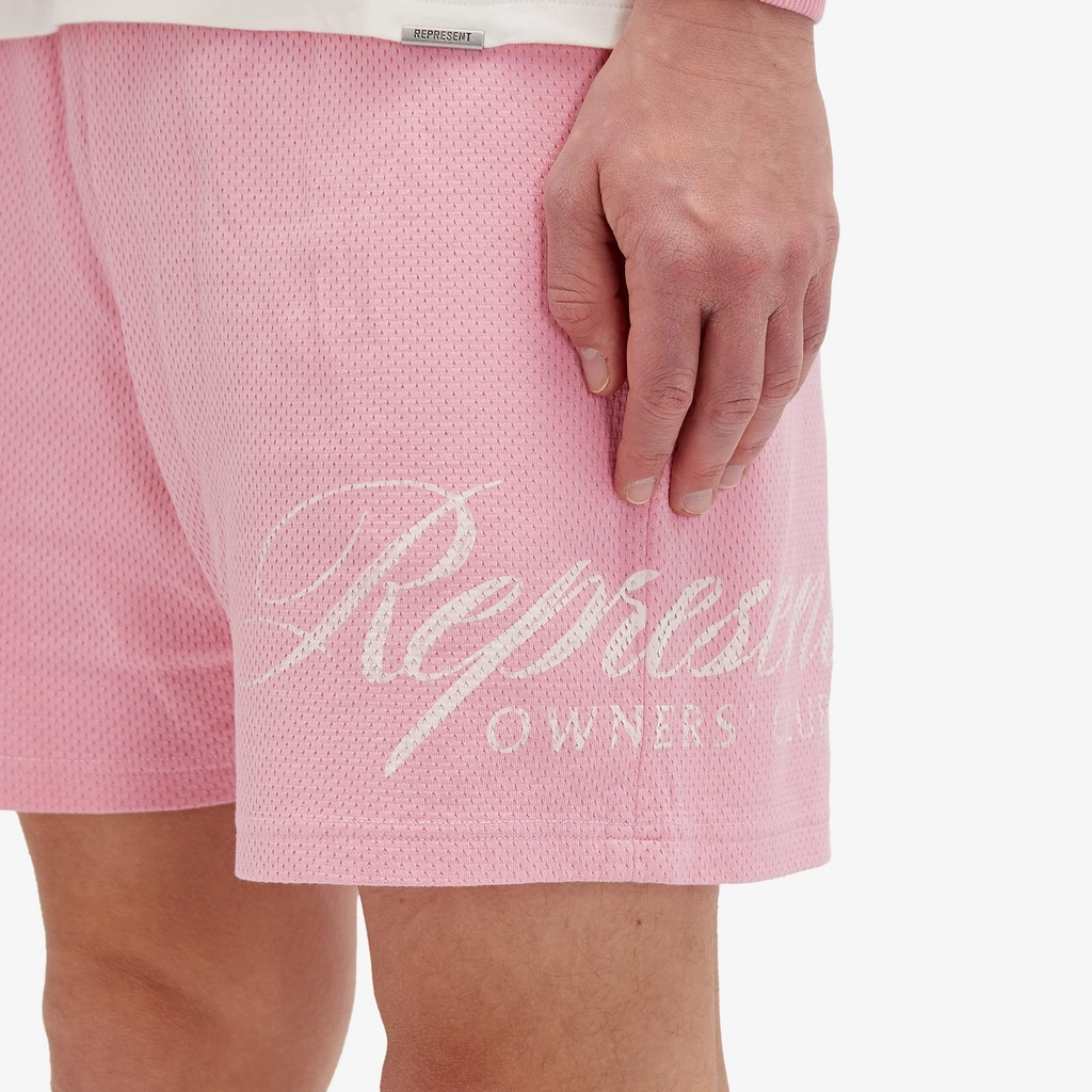Represent Men's Owners Club Script Mesh Shorts Pink